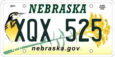 NE license plate XQX525