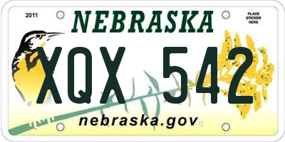 NE license plate XQX542