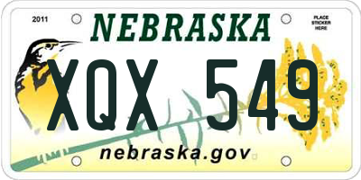 NE license plate XQX549