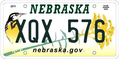 NE license plate XQX576