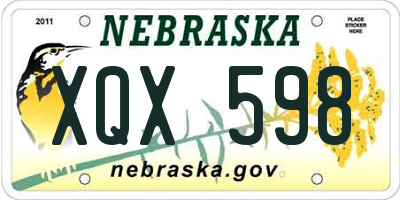 NE license plate XQX598