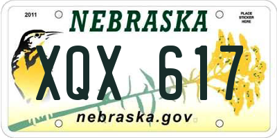 NE license plate XQX617