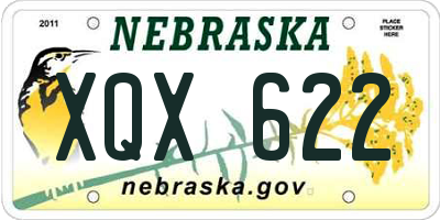 NE license plate XQX622