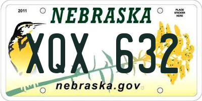 NE license plate XQX632