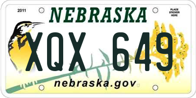 NE license plate XQX649