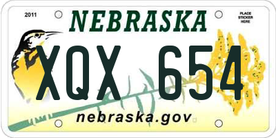 NE license plate XQX654