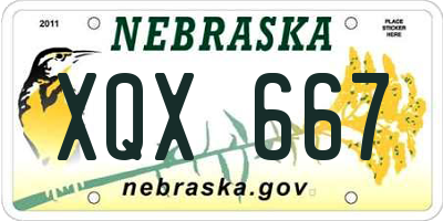 NE license plate XQX667