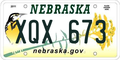 NE license plate XQX673