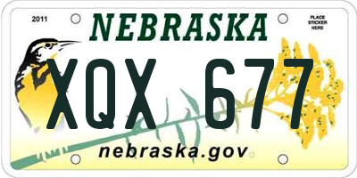 NE license plate XQX677