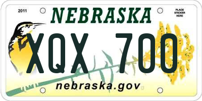 NE license plate XQX700