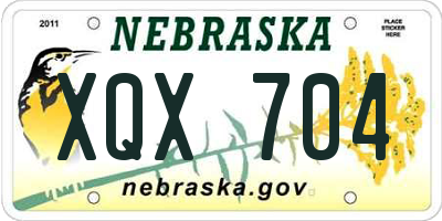 NE license plate XQX704