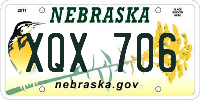 NE license plate XQX706