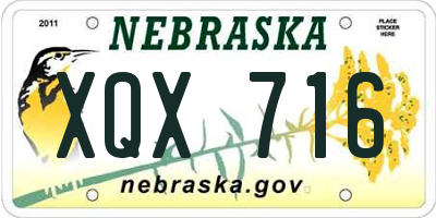 NE license plate XQX716