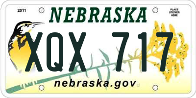 NE license plate XQX717