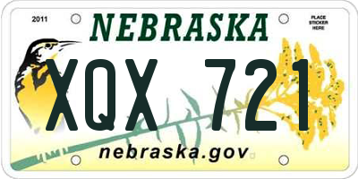 NE license plate XQX721