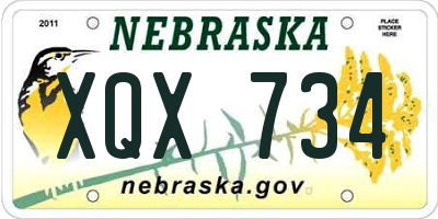 NE license plate XQX734