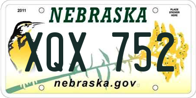 NE license plate XQX752