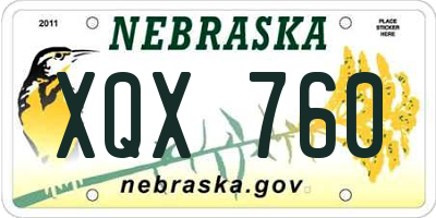 NE license plate XQX760