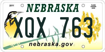 NE license plate XQX763