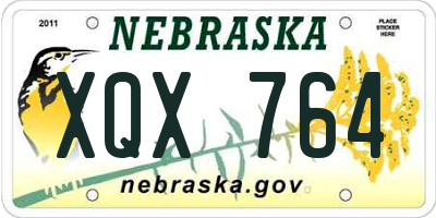 NE license plate XQX764