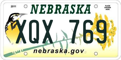 NE license plate XQX769