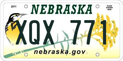 NE license plate XQX771