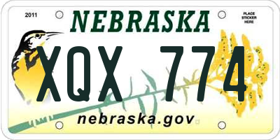 NE license plate XQX774