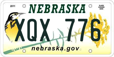 NE license plate XQX776