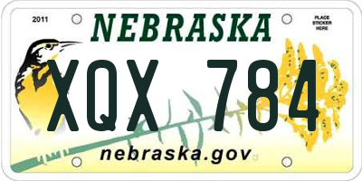 NE license plate XQX784