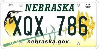 NE license plate XQX786