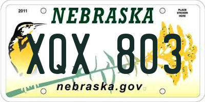 NE license plate XQX803