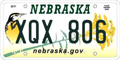 NE license plate XQX806