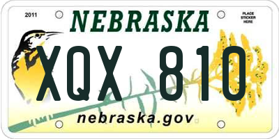 NE license plate XQX810