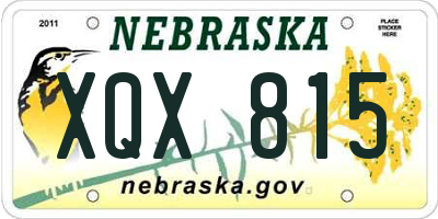 NE license plate XQX815