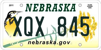 NE license plate XQX845