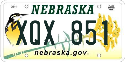 NE license plate XQX851