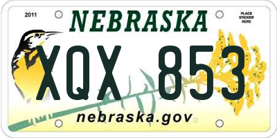 NE license plate XQX853