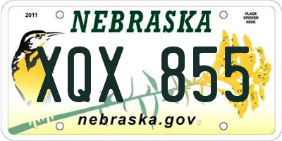 NE license plate XQX855