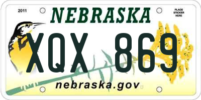 NE license plate XQX869