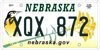 NE license plate XQX872