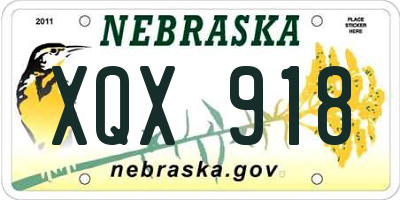 NE license plate XQX918