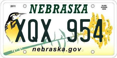 NE license plate XQX954