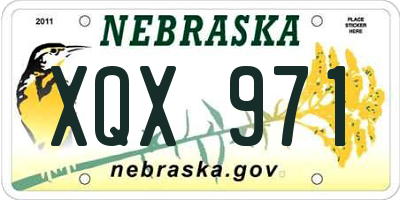 NE license plate XQX971