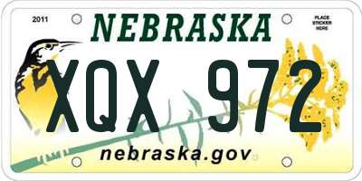 NE license plate XQX972