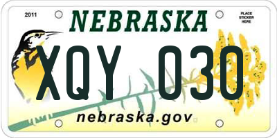 NE license plate XQY030