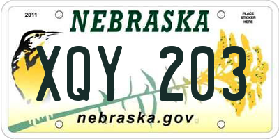 NE license plate XQY203