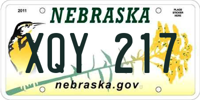 NE license plate XQY217