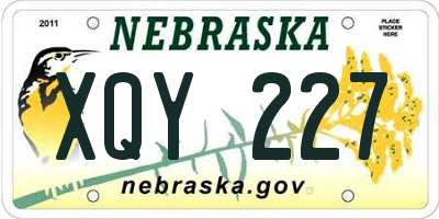 NE license plate XQY227