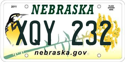 NE license plate XQY232