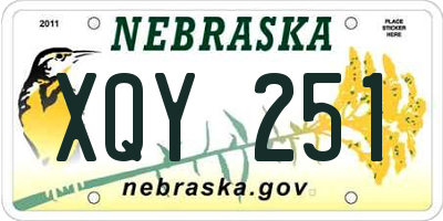 NE license plate XQY251